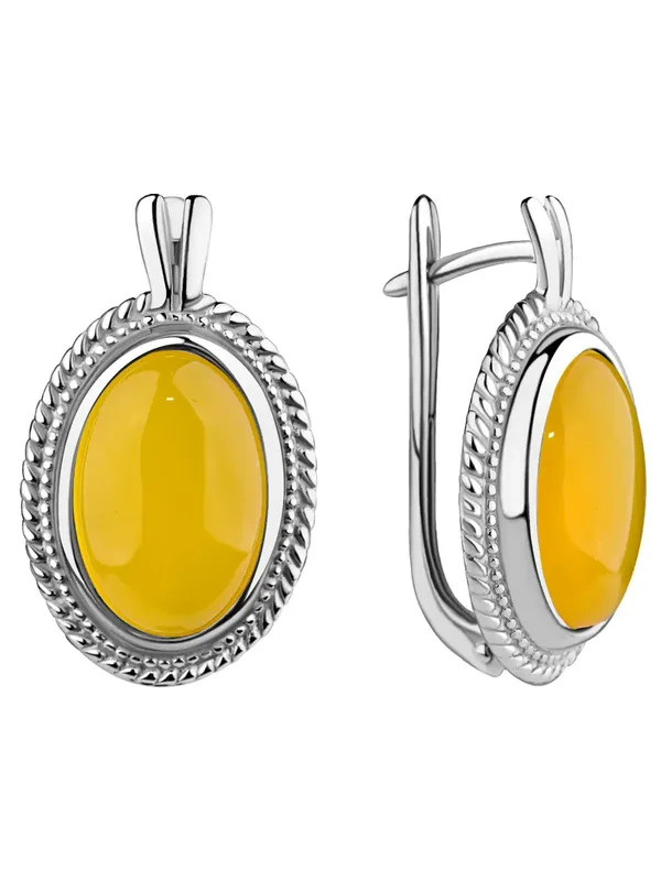 Серьги из серебра с с агатом, родий