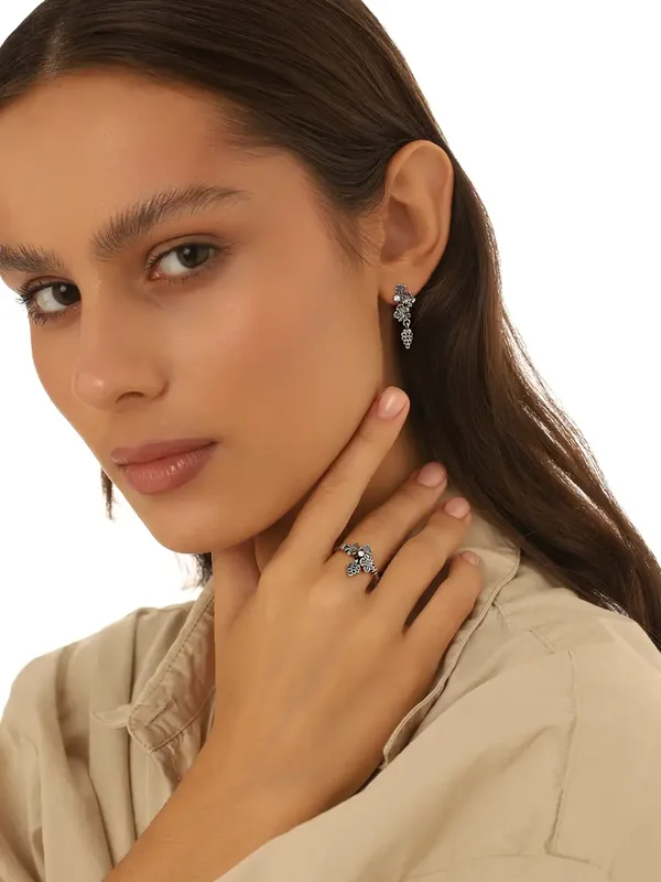Серьги из серебра с фианитом, оксид