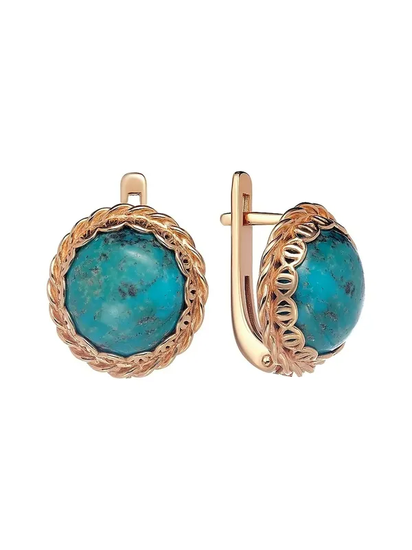 Серьги из серебра с бирюзой, золочение