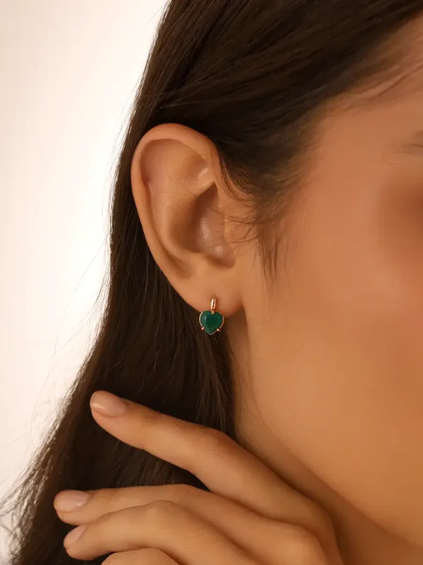 Серьги из серебра с с агатом и фианитом, золочение