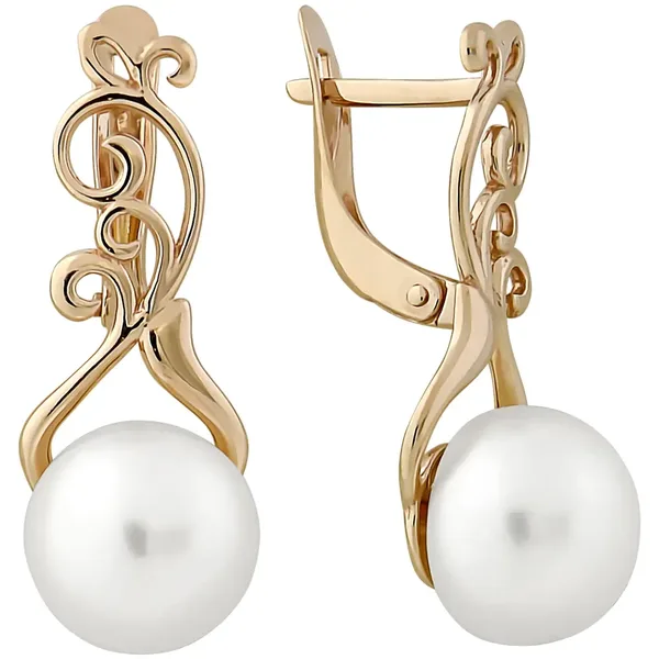 Серьги из серебра с жемчугом, золочение