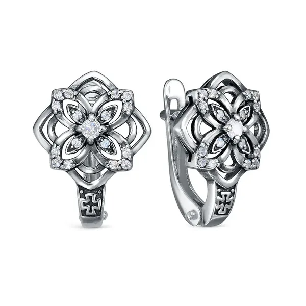 Серьги из серебра с фианитом, оксид