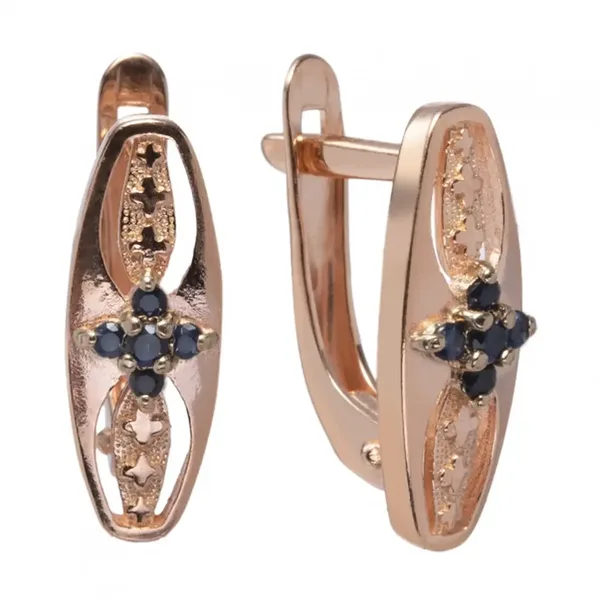 Серьги из серебра с сапфиром, золочение