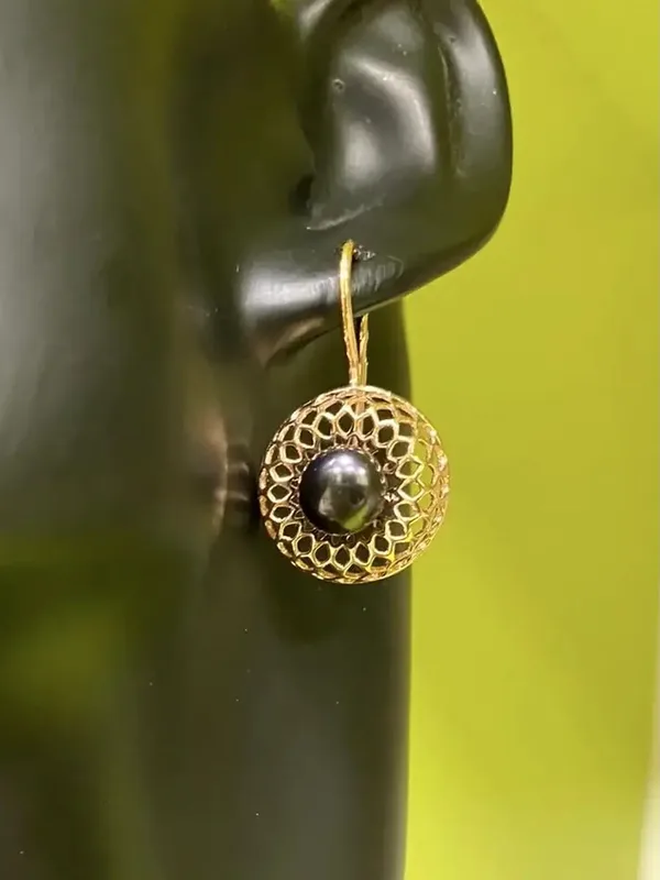 Серьги из серебра с жемчугом, золочение