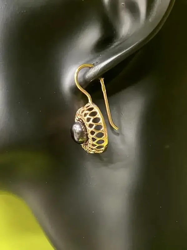 Серьги из серебра с жемчугом, золочение