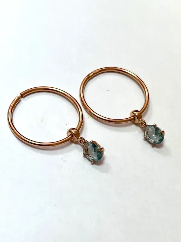 Серьги-конго из серебра с плавленным кварцем и кварцем, золочение