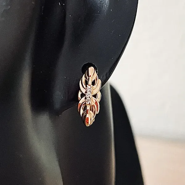 Серьги из серебра с фианитом, золочение