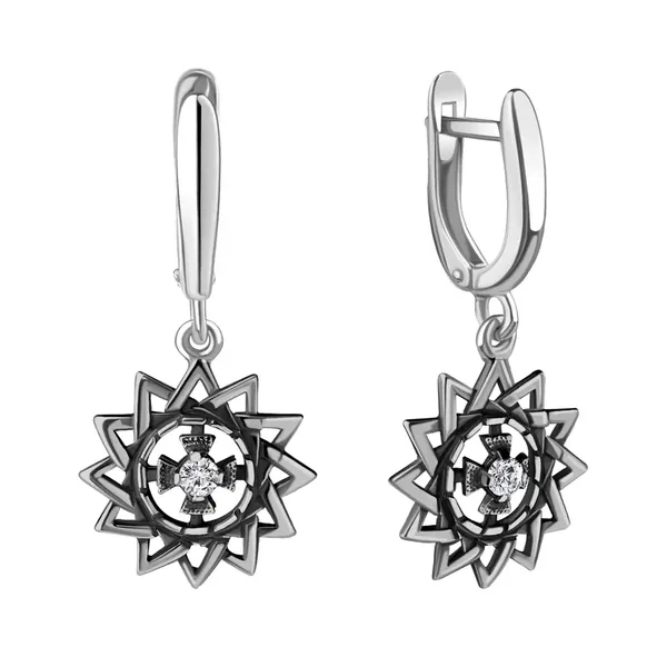 Серьги из серебра с фианитом, оксид