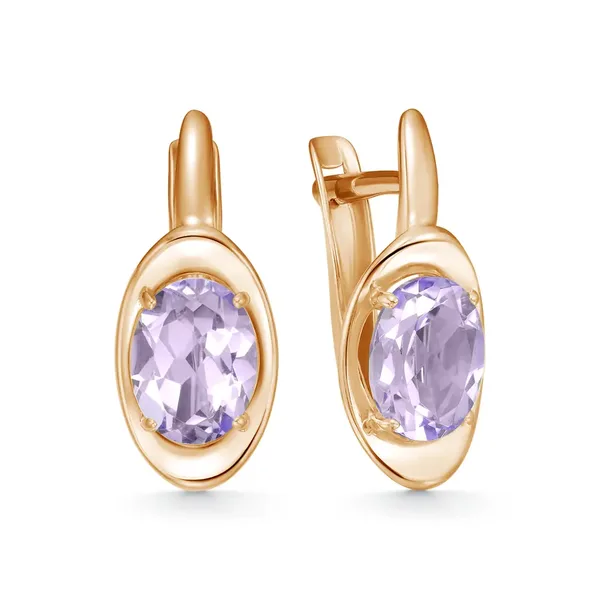 Серьги из серебра с аметистом, золочение