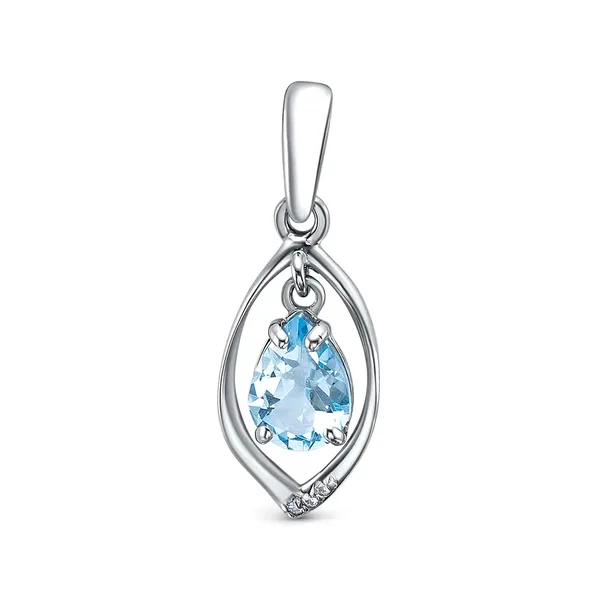 Подвеска из серебра с топазом и фианитом, родий