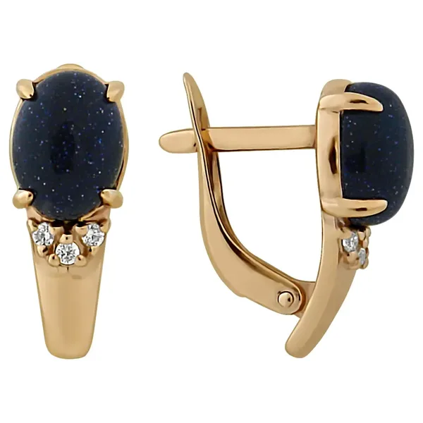 Серьги из серебра с фианитом, золочение