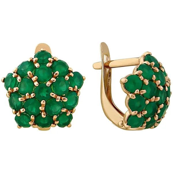 Серьги из серебра с корундом, золочение