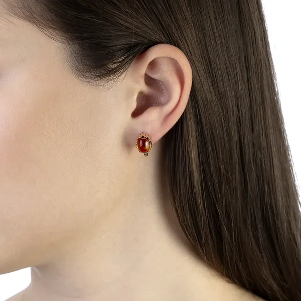 Серьги из серебра с цитрином, золочение