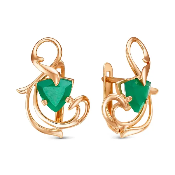 Серьги из серебра с с агатом, золочение