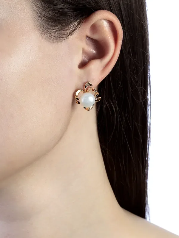 Серьги из серебра с жемчугом, золочение