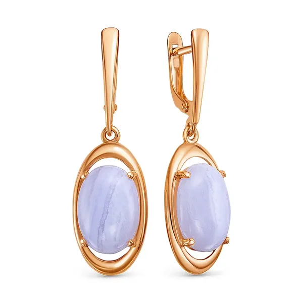 Серьги из серебра с с агатом, золочение