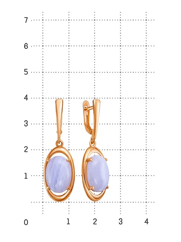 Серьги из серебра с с агатом, золочение