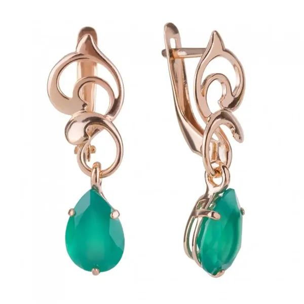 Серьги из серебра с с агатом, золочение