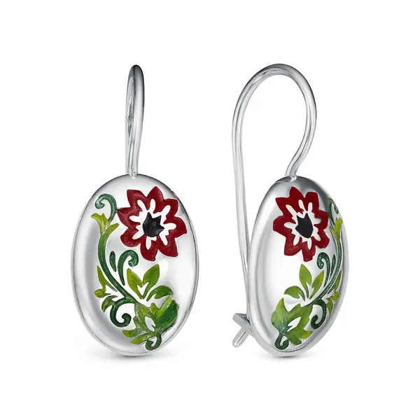 Серьги из серебра, родий/эмаль