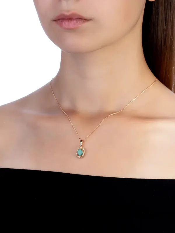 Подвеска из серебра с изумрудом и фианитом, золочение