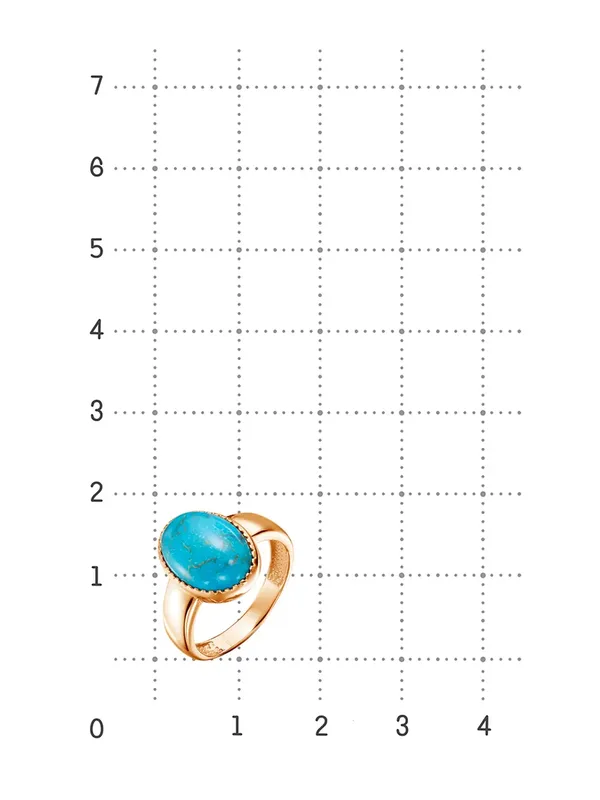 Кольцо из серебра с бирюзой, золочение