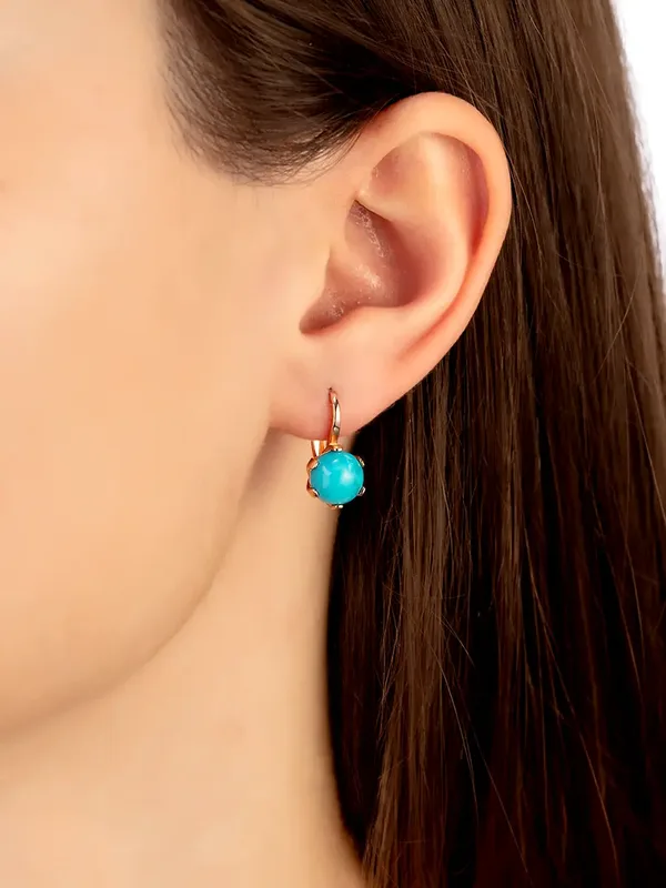 Серьги из серебра с бирюзой, золочение