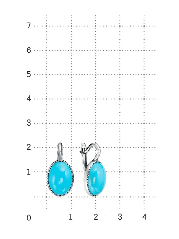 Серьги из серебра с бирюзой, родий