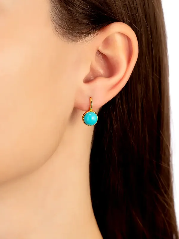 Серьги из серебра с бирюзой, золочение лимонное