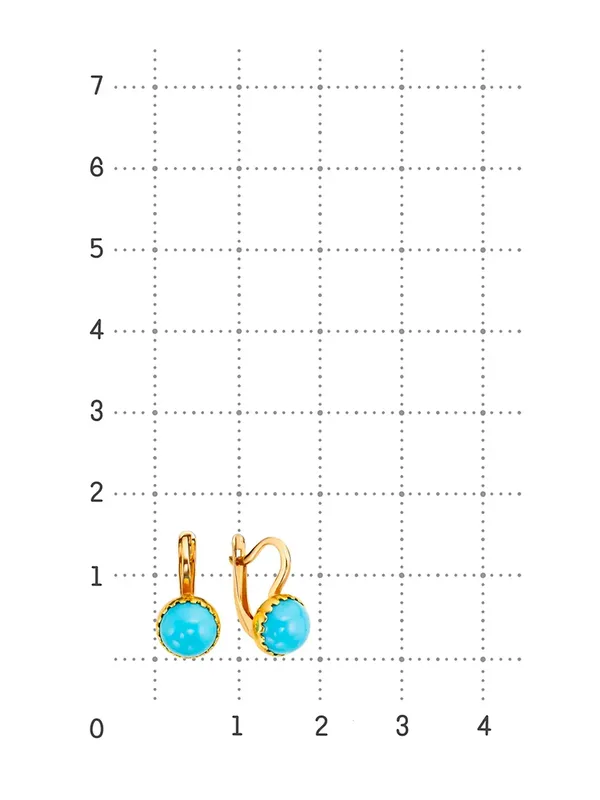 Серьги из серебра с бирюзой, золочение лимонное