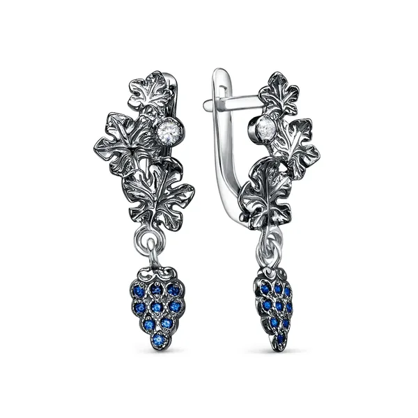 Серьги из серебра с фианитом, оксид