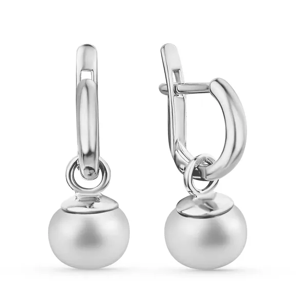 Серьги из серебра с жемчугом, родий