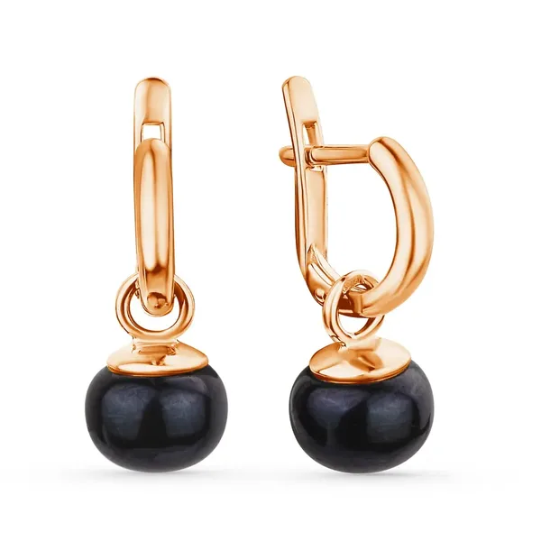Серьги из серебра с жемчугом, золочение