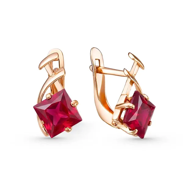Серьги из серебра с гранатом, золочение