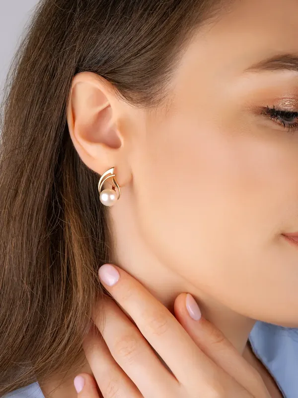 Серьги из серебра с жемчугом, золочение