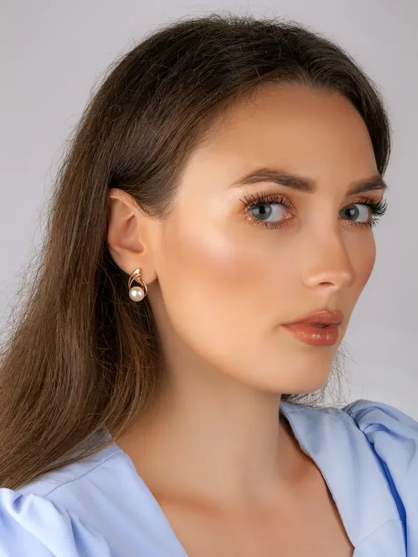 Серьги из серебра с жемчугом, золочение