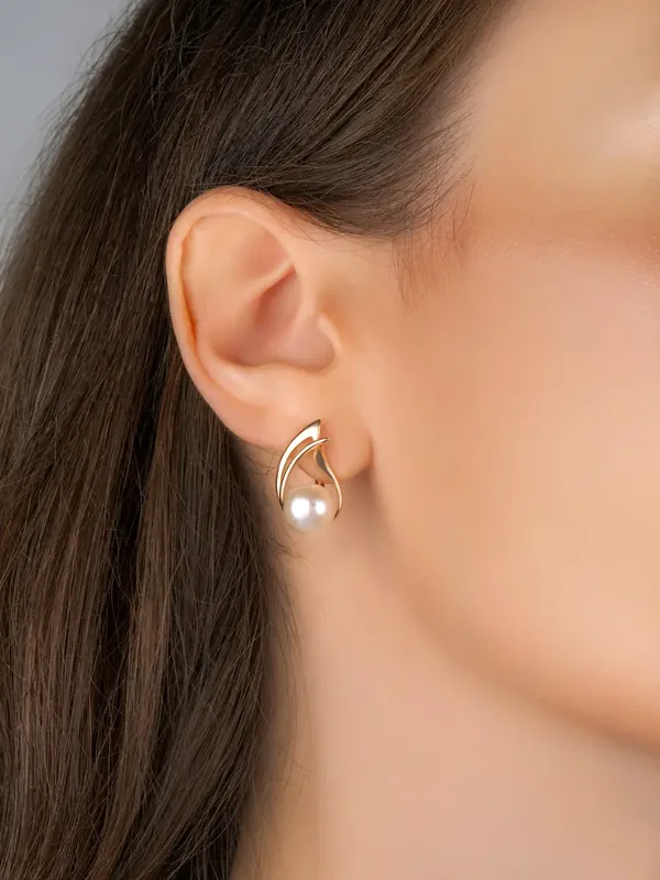 Серьги из серебра с жемчугом, золочение