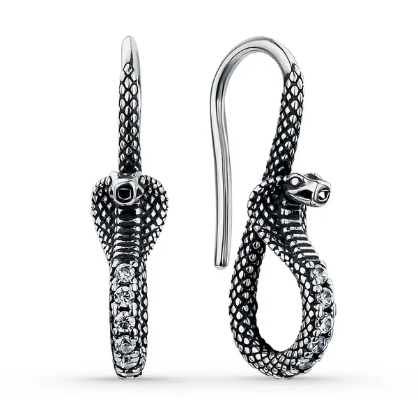 Серьги из серебра с фианитом, оксид