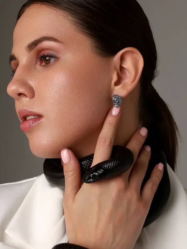 Серьги из серебра с фианитом, оксид