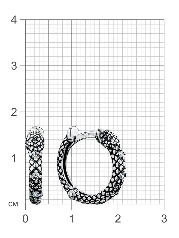 Серьги из серебра с фианитом, оксид