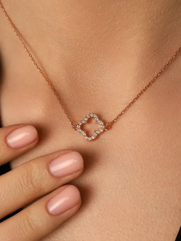 Колье из серебра с фианитом, золочение