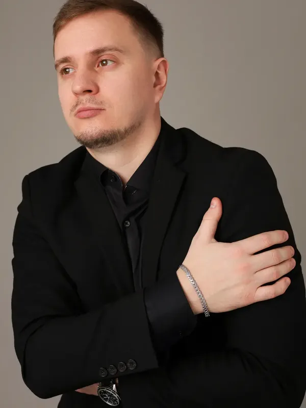 Браслет из серебра, родий