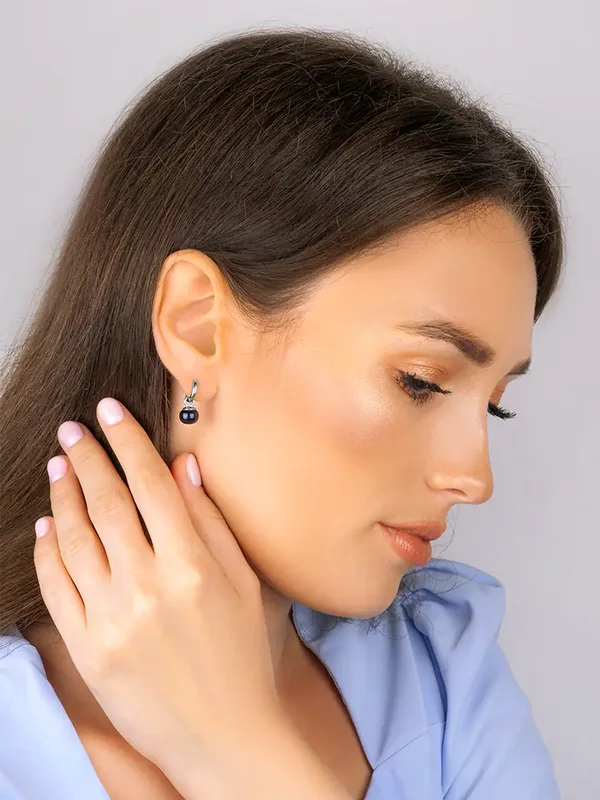 Серьги из серебра с жемчугом, родий