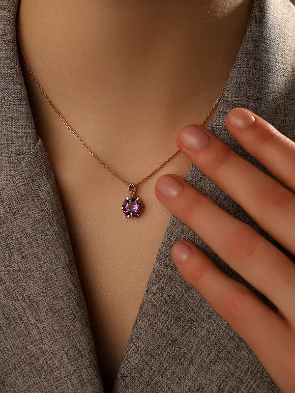 Подвеска из серебра с аметистом, золочение