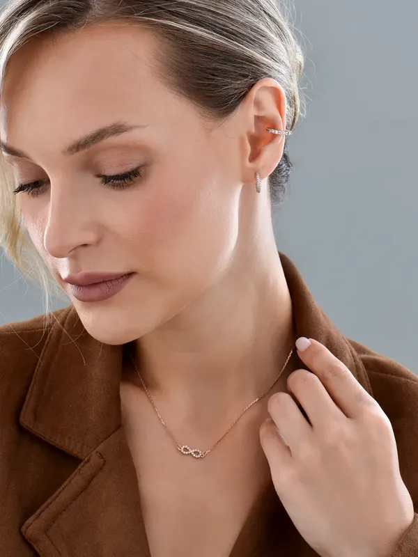 Серьги-каффы из серебра с фианитом, золочение