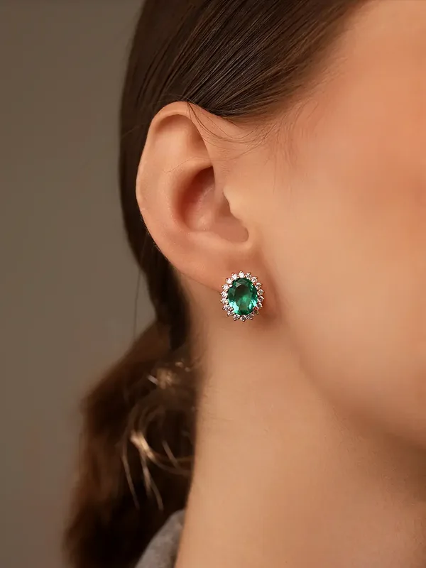 Серьги из серебра с плавленным кварцем, фианитом и кварцем, золочение
