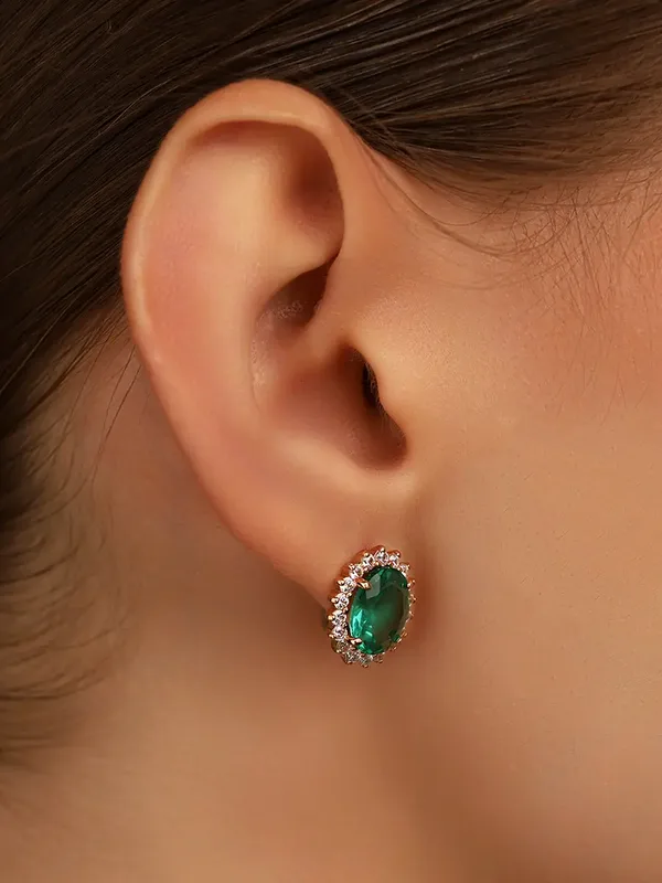 Серьги из серебра с плавленным кварцем, фианитом и кварцем, золочение