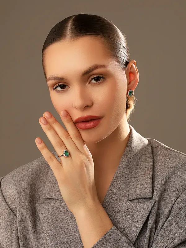 Серьги из серебра с плавленным кварцем, фианитом и кварцем, золочение