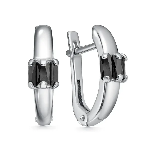 Серьги из серебра с фианитом, родий