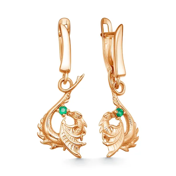 Серьги из серебра с с агатом, золочение