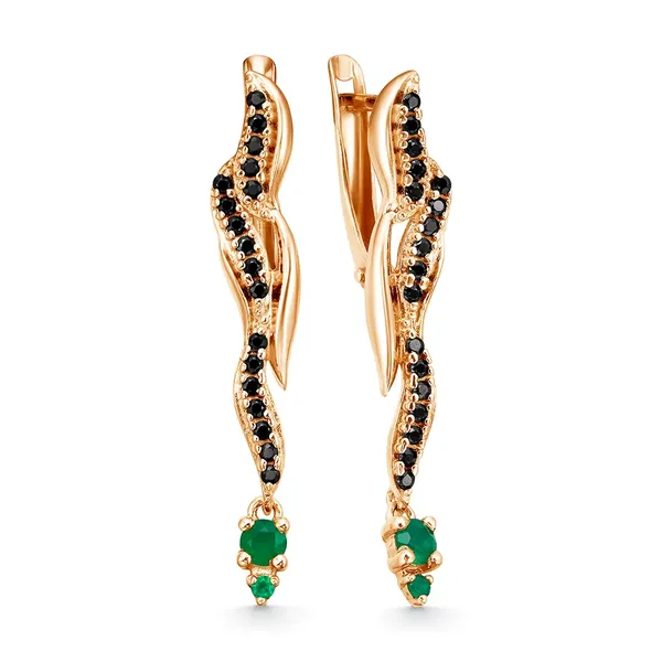 Серьги из серебра с с агатом, золочение